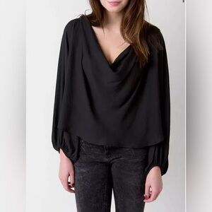 Free People- Black Long Sleeve Top